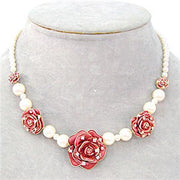 LO361 - Gold Brass Necklace with Synthetic Pearl in Citrine Yellow-0