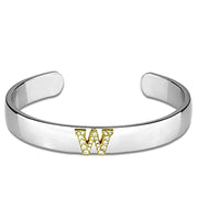 LO3633 - Reverse Two-Tone White Metal Bangle with Top Grade Crystal  in Clear-0
