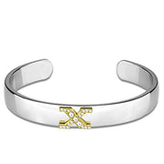 LO3634 - Reverse Two-Tone White Metal Bangle with Top Grade Crystal  in Clear-0