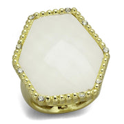 LO3691 - Gold & Brush Brass Ring with Synthetic Synthetic Stone in Clear-0