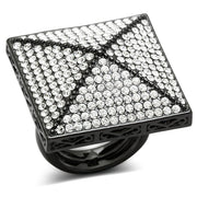 LO3696 - TIN Cobalt Black Brass Ring with Top Grade Crystal  in Clear-0