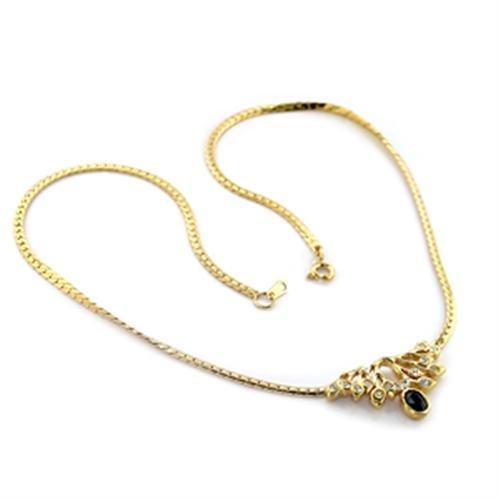 LO369 - Gold Brass Necklace with Top Grade Crystal  in Black Diamond-0