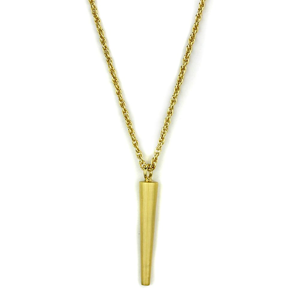 LO3710 - Gold & Brush Brass Chain Pendant with No Stone-0