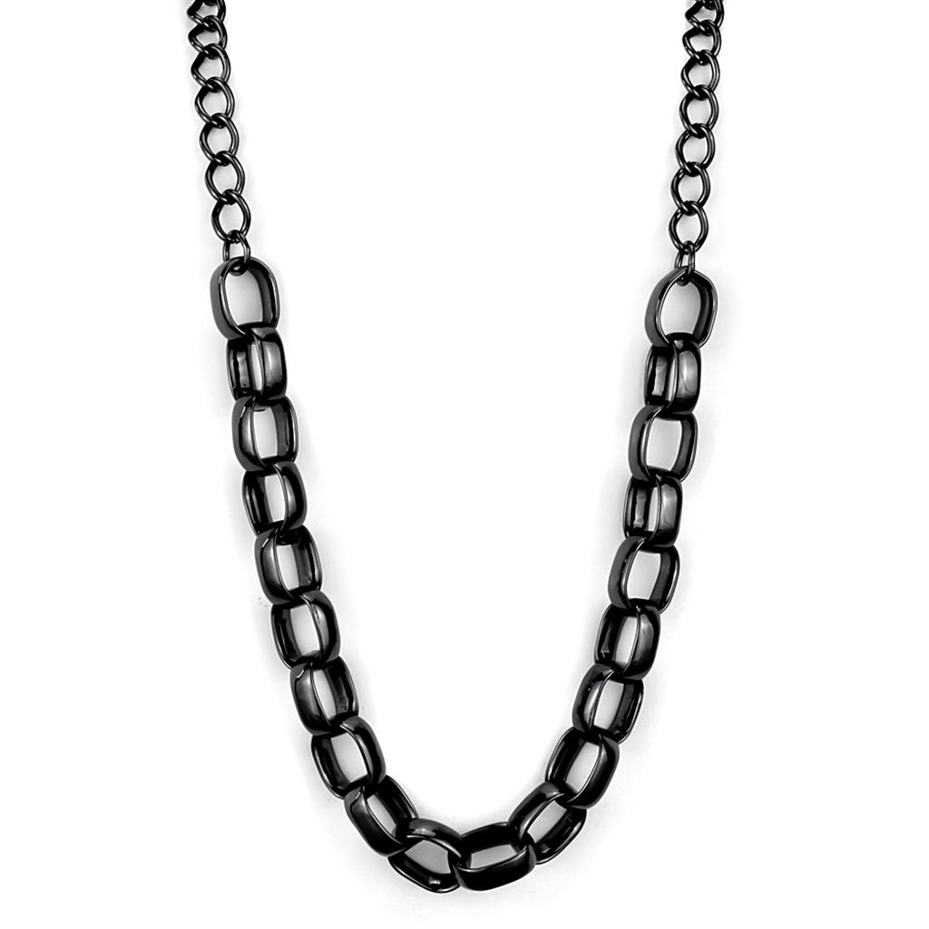 LO3723 - TIN Cobalt Black Brass Necklace with No Stone-0