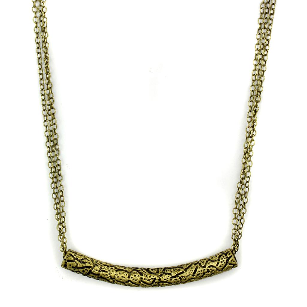 LO3725 - Antique Copper Brass Necklace with No Stone-0