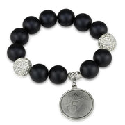 LO3783 - Antique Silver White Metal Bracelet with Synthetic Onyx in Jet-0