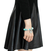 LO3784 - Antique Silver White Metal Bracelet with Synthetic Turquoise in Turquoise-0