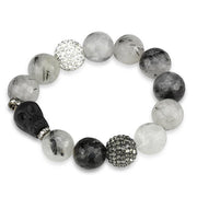 LO3788 - Ruthenium Brass Bracelet with Synthetic Onyx in Multi Color-0