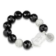 LO3792 - Antique Silver White Metal Bracelet with Synthetic Synthetic Glass in Jet-0