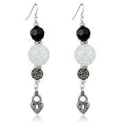 LO3800 - Antique Silver White Metal Earrings with Synthetic Synthetic Glass in Jet-0