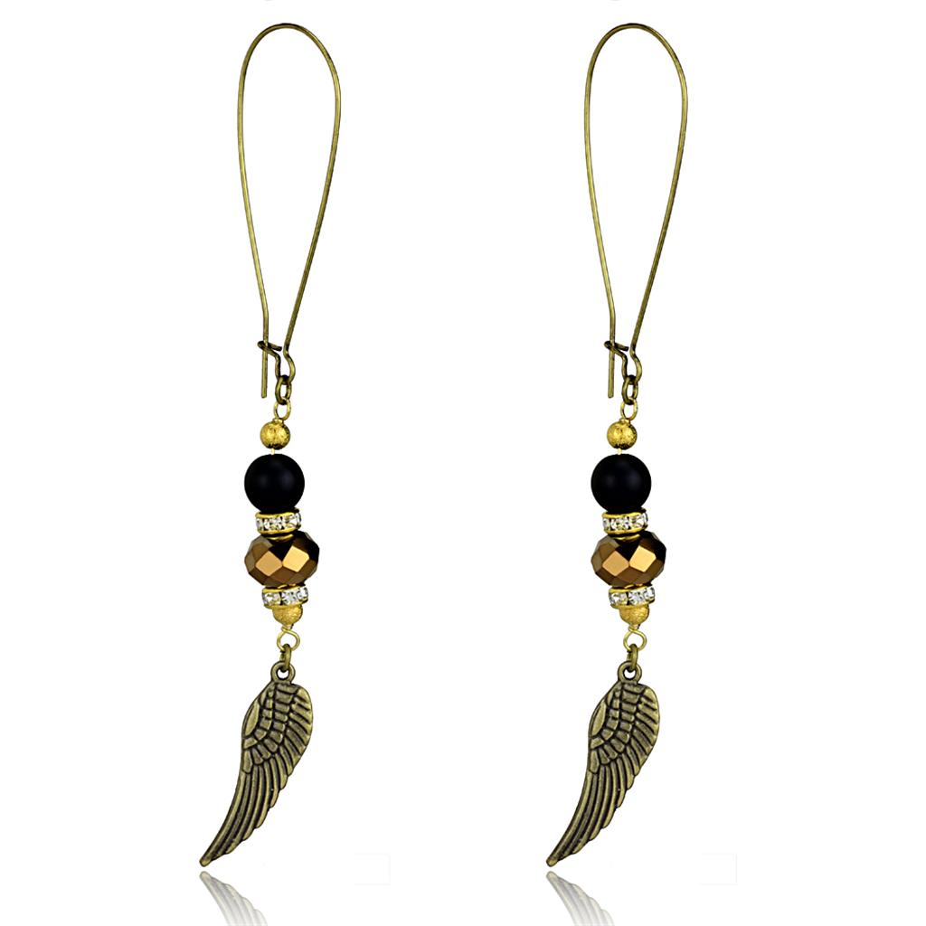 LO3809 - Antique Copper White Metal Earrings with Synthetic Synthetic Stone in Multi Color-0