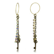 LO3810 - Antique Copper White Metal Earrings with Top Grade Crystal  in White AB-0