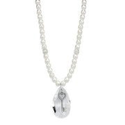 LO3819 - Antique Silver White Metal Necklace with Synthetic Synthetic Glass in Clear-0