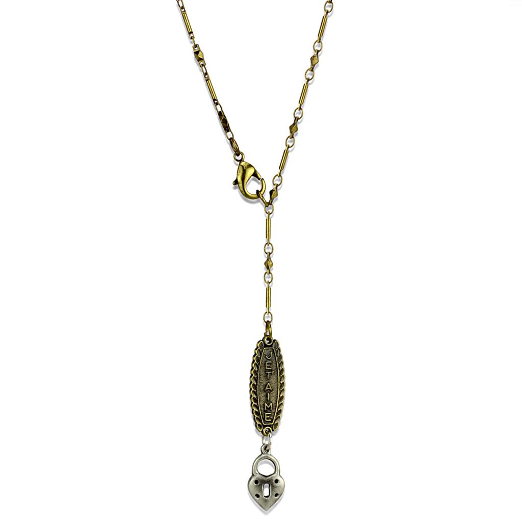 LO3823 - Gold+Antique Silver White Metal Chain Pendant with No Stone-0