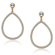 LO3855 - Rose Gold Brass Earrings with Top Grade Crystal  in Clear-0