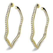 LO3857 - IP Gold(Ion Plating) Brass Earrings with Top Grade Crystal  in Clear-0