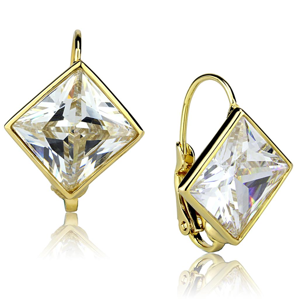 LO3867 - Gold Brass Earrings with AAA Grade CZ  in Clear-0