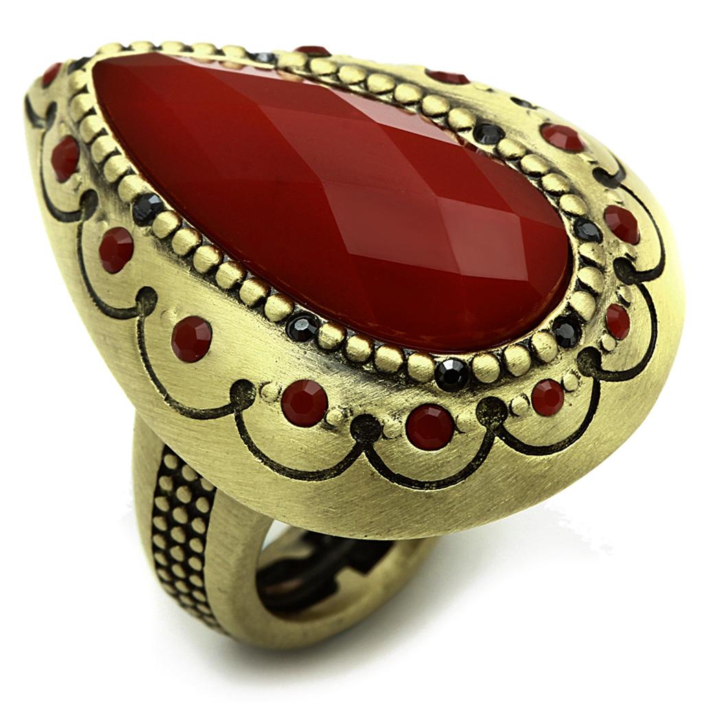 LO3886 - Antique Copper Brass Ring with Synthetic Synthetic Stone in Siam-0