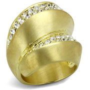 LO3898 - Gold & Brush Brass Ring with Top Grade Crystal  in Clear-0