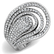LO3914 - Rhodium Brass Ring with Top Grade Crystal  in Clear-0