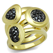 LO3927 - Gold Brass Ring with Top Grade Crystal  in Hematite-0