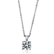 LO3932 - Rhodium Brass Chain Pendant with AAA Grade CZ  in Clear-0