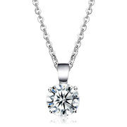 LO3933 - Rhodium Brass Chain Pendant with AAA Grade CZ  in Clear-0
