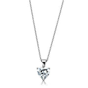 LO3936 - Rhodium Brass Chain Pendant with AAA Grade CZ  in Clear-0