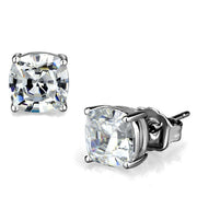 LO3948 - Rhodium Brass Earrings with AAA Grade CZ  in Clear-0