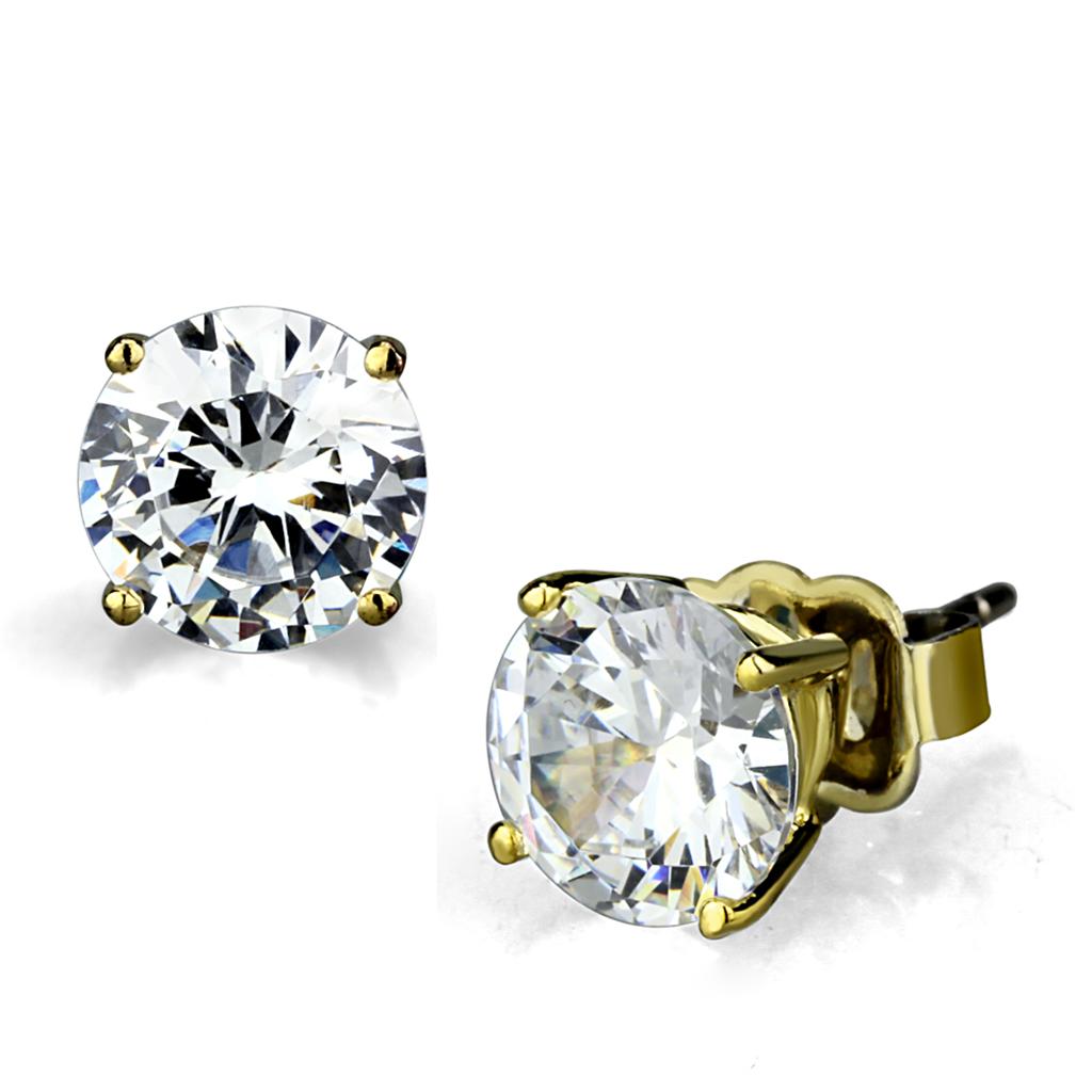 LO3949 - Gold Brass Earrings with AAA Grade CZ  in Clear-0