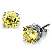 LO3953 - Rhodium Brass Earrings with AAA Grade CZ  in Citrine Yellow-0