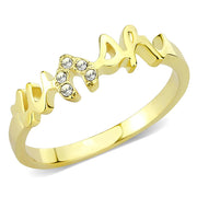 LO3966 - Flash Gold Brass Ring with Top Grade Crystal  in Clear-0