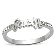 LO3968 - Rhodium Brass Ring with Top Grade Crystal  in Clear-0