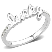 LO3972 - Rhodium Brass Ring with Top Grade Crystal  in Clear-0