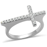 LO3976 - Rhodium Brass Ring with Top Grade Crystal  in Clear-0