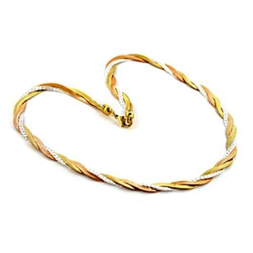 LO397 - Tricolor White Metal Necklace with No Stone-0
