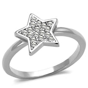LO3980 - Rhodium Brass Ring with Top Grade Crystal  in Clear-0