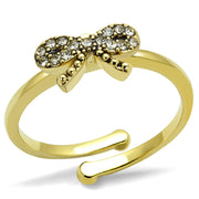 LO4042 - Flash Gold Brass Ring with Top Grade Crystal  in Clear-0