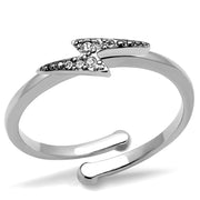 LO4047 - Rhodium Brass Ring with Top Grade Crystal  in Clear-0