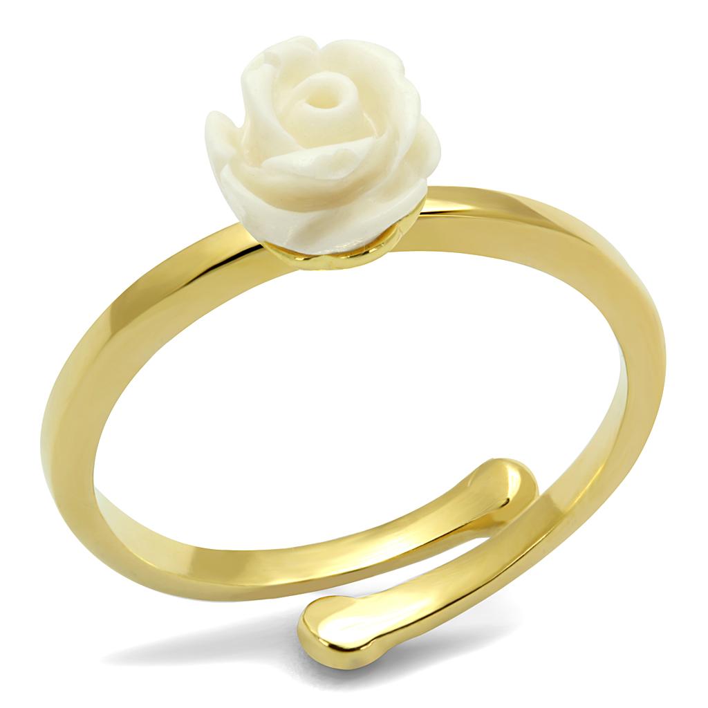 LO4057 - Flash Gold Brass Ring with Synthetic Synthetic Stone in Citrine Yellow-0