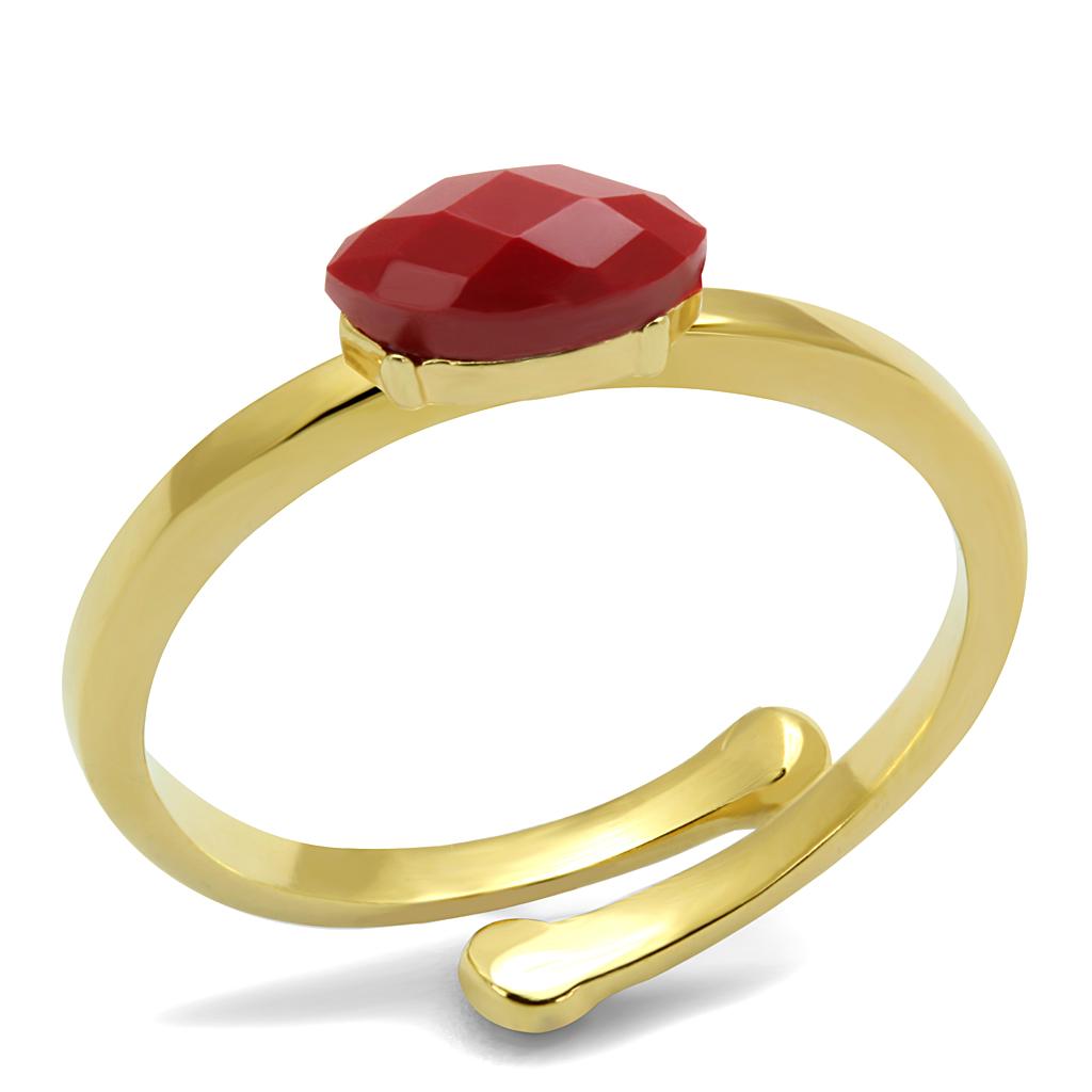 LO4063 - Flash Gold Brass Ring with Synthetic Synthetic Stone in Siam-0