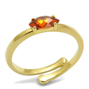 LO4065 - Flash Gold Brass Ring with AAA Grade CZ  in Orange-0