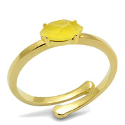 LO4066 - Flash Gold Brass Ring with Synthetic Cat Eye in Topaz-0