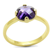 LO4076 - Flash Gold Brass Ring with AAA Grade CZ  in Amethyst-0