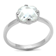 LO4080 - Rhodium Brass Ring with AAA Grade CZ  in Clear-0