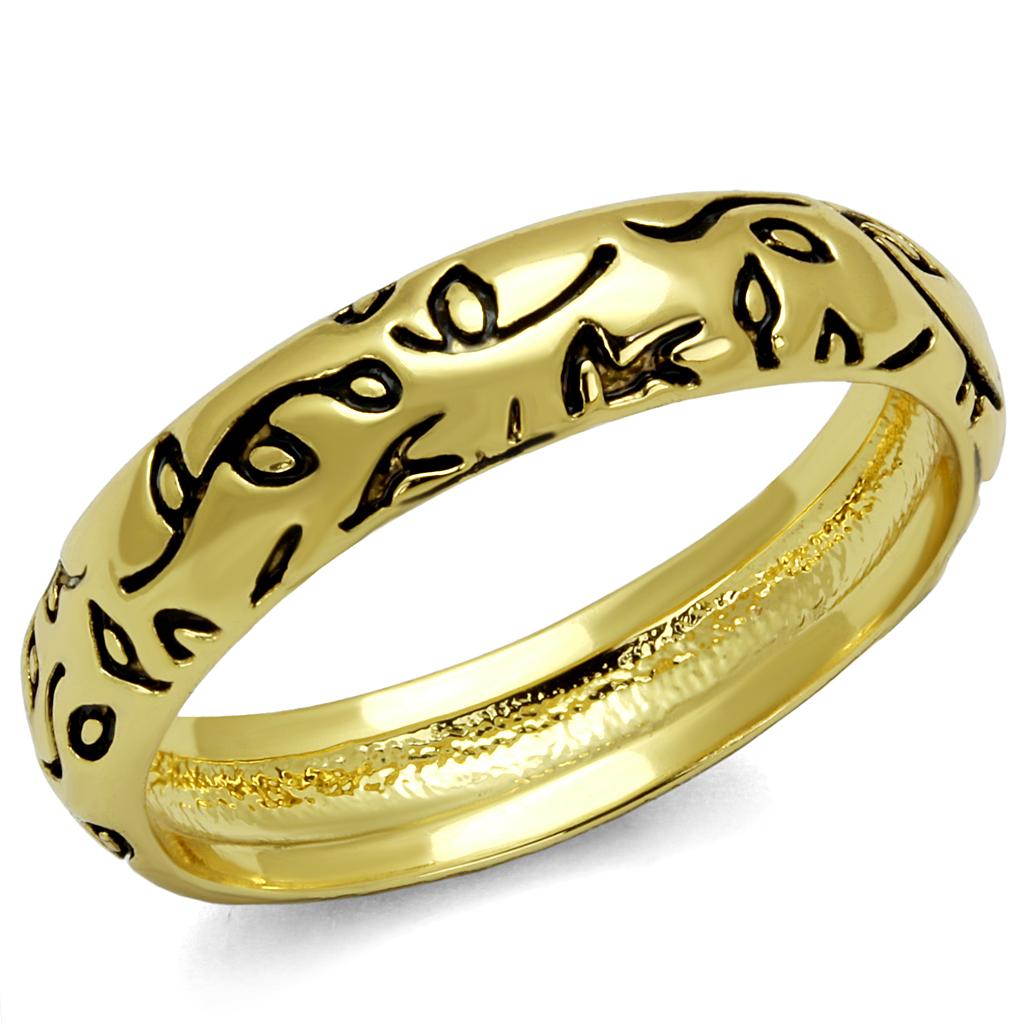 LO4106 - Gold Brass Ring with Epoxy  in Jet-0