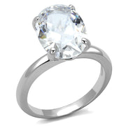 LO4124 - Rhodium Brass Ring with AAA Grade CZ  in Clear-0