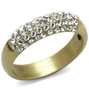 LO4126 - Antique Copper Brass Ring with Top Grade Crystal  in Clear-0