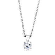 LO4129 - Rhodium Brass Chain Pendant with AAA Grade CZ  in Clear-0