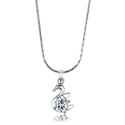 LO4149 - Rhodium Brass Chain Pendant with AAA Grade CZ  in Clear-0